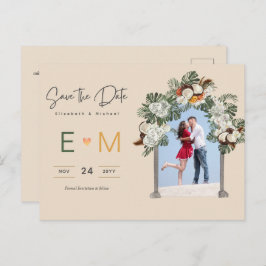 Foto Hochzeit Speichern Sie die "Date Cream Floral Postkarte