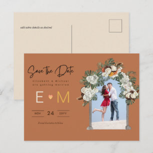 Foto Hochzeit Terminankündigung Terrakotta Herbst Postkarte