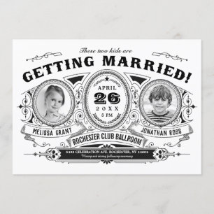 Foto Hochzeit  Vintage Rückwand Einladung