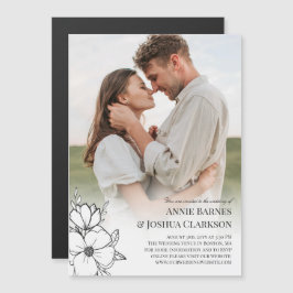 Foto Hochzeit von -Blume mit weißer Hand Magneteinladung