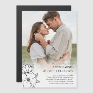 Foto Hochzeit von -Blume mit weißer Hand Magneteinladung