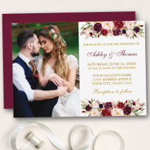 Foto Hochzeit von Watercolor Floral Burgundy