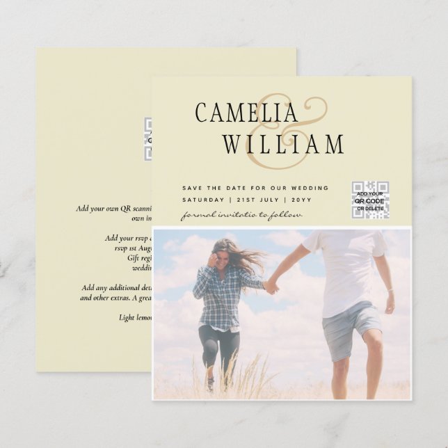 FOTO Hochzeitaufenthalt Rett Datum QR-Code (Vorne/Hinten)