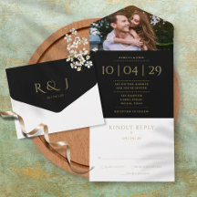 Foto-Hochzeitdatum für Schwarz und Gold