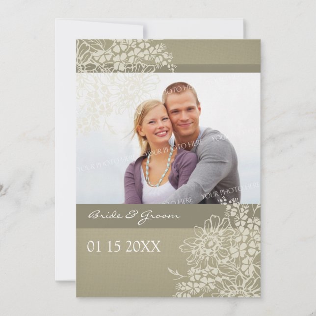 Foto Hochzeiten Einladungen Vintage Blumen (Vorderseite)