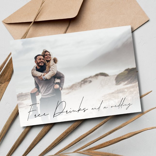 Foto Hochzeiten mit kostenlosen Getränken speicher Save The Date (Free Drinks Photo Wedding Save the Date)