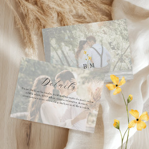 Foto-Hochzeitsdetails mit Wildblumen Begleitkarte