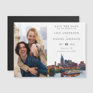 Foto-Hochzeitseinladung Nashville Riverfront Save  Magneteinladung