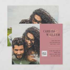 Foto Hochzeitseinladung Retten Datum QR-Code