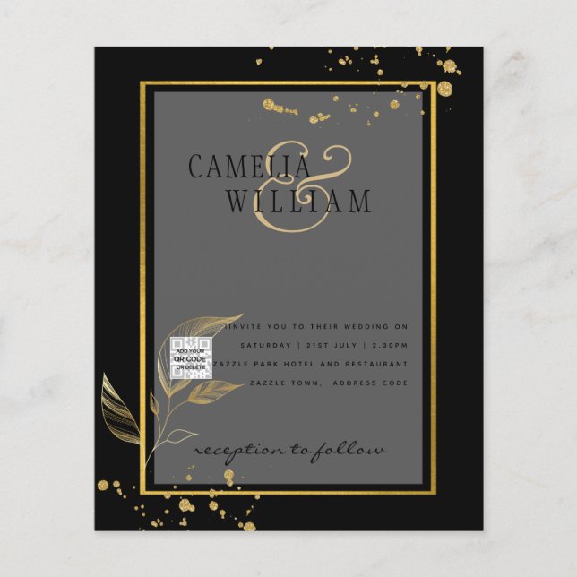 Foto Hochzeitseinladung Retten Datum QR-Code Flyer (Vorne)