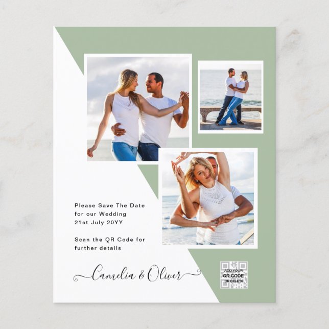 Foto Hochzeitseinladung Retten Datum QR-Code Flyer (Vorne)