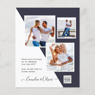 Foto Hochzeitseinladung Retten Datum QR-Code Flyer