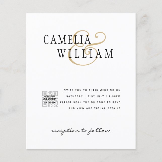 Foto Hochzeitseinladung Retten Datum QR-Code Flyer (Vorne)