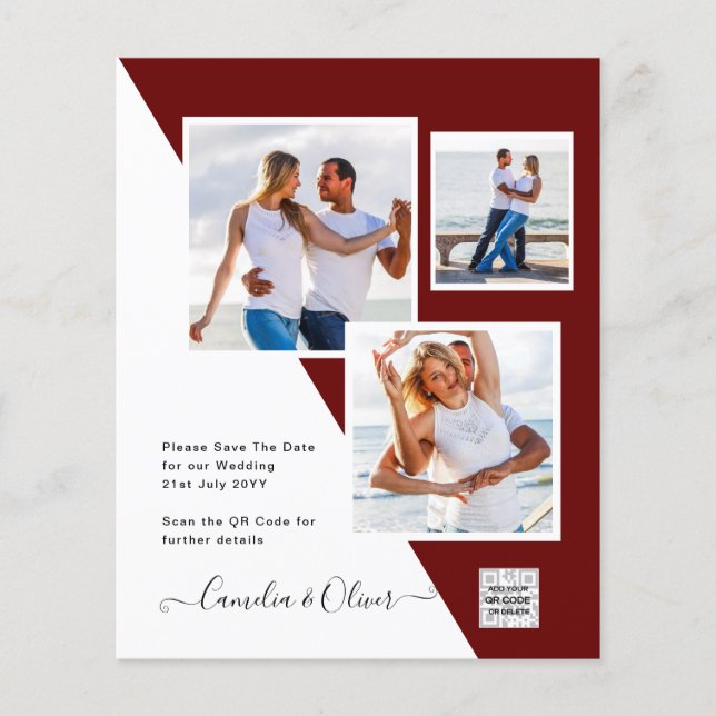 Foto Hochzeitseinladung Retten Datum QR-Code Flyer (Vorne)