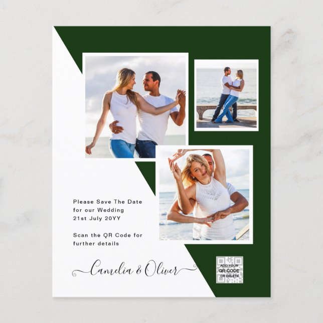 Foto Hochzeitseinladung Retten Datum QR-Code Flyer (Vorne)