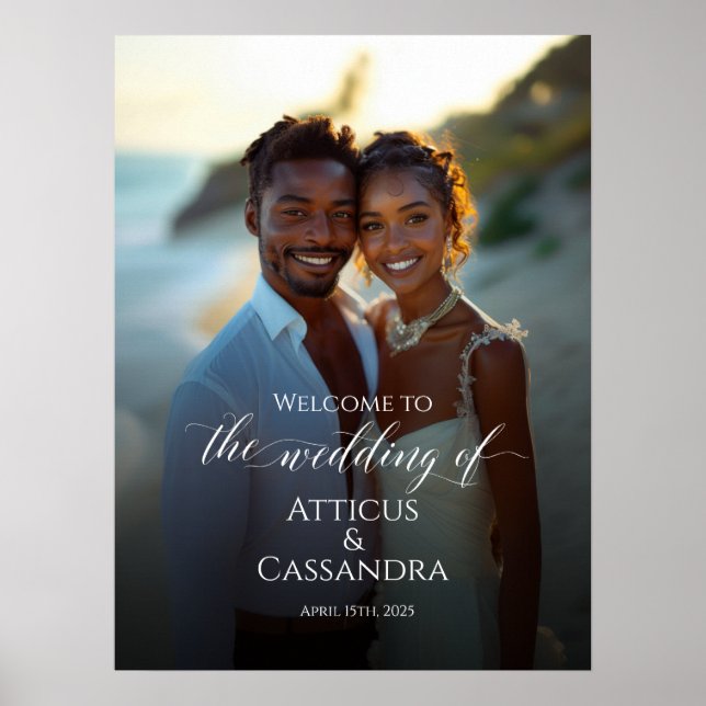 Foto Hochzeitsempfang, elegante Kalligraphie Poster (Vorne)