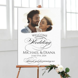 Foto Hochzeitsempfang Zeichen elegante Kalligraphi Leinwanddruck