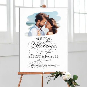 Foto Hochzeitsempfang Zeichen elegante Kalligraphi Poster