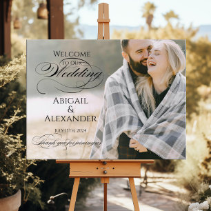 Foto Hochzeitsempfang Zeichen elegante Kalligraphi Poster