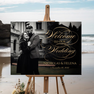 Foto Hochzeitsempfang Zeichen elegantes goldenes D Poster