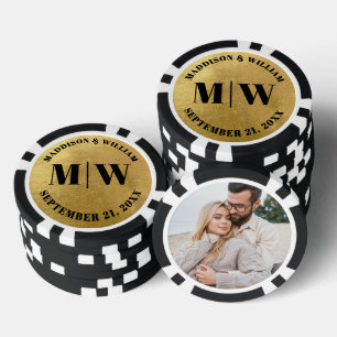 Foto-Hochzeitsgunst Gold Pokerchips