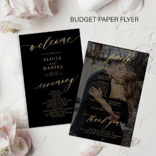 Foto-Hochzeitsprogramm für Schwarzes Gold Flyer