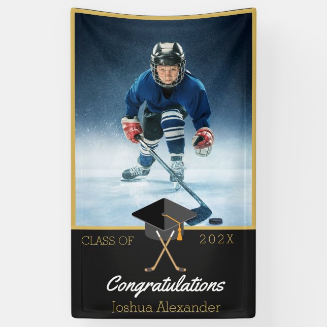 Foto Hockey-Spieler gratulieren Absolvent Banner (Vertikal)
