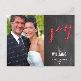 FOTO HOLIDAY CARD Calkboard Glitzer Typ rot Feiertagspostkarte