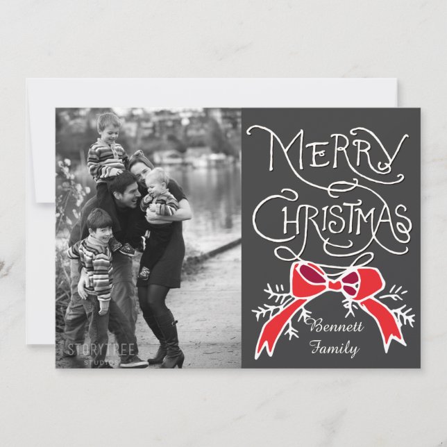 Foto Holiday Card: Chalkboard Frohe Weihnachten (Vorderseite)