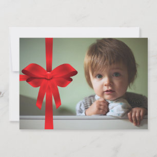 FOTO HOLIDAY CARD   Christmas Red Bow Feiertagskarte