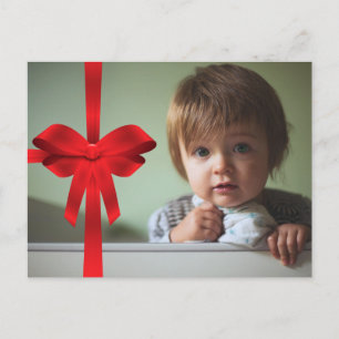 FOTO HOLIDAY CARD Christmas Red Bow Feiertagspostkarte
