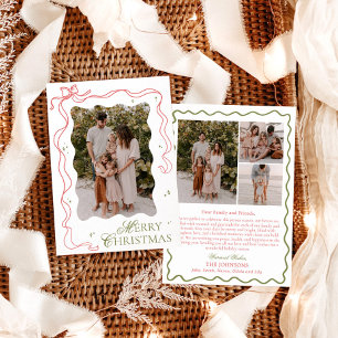 Foto Holiday Card, farbenfrohe Bow Weihnachtskarte Dankeskarte