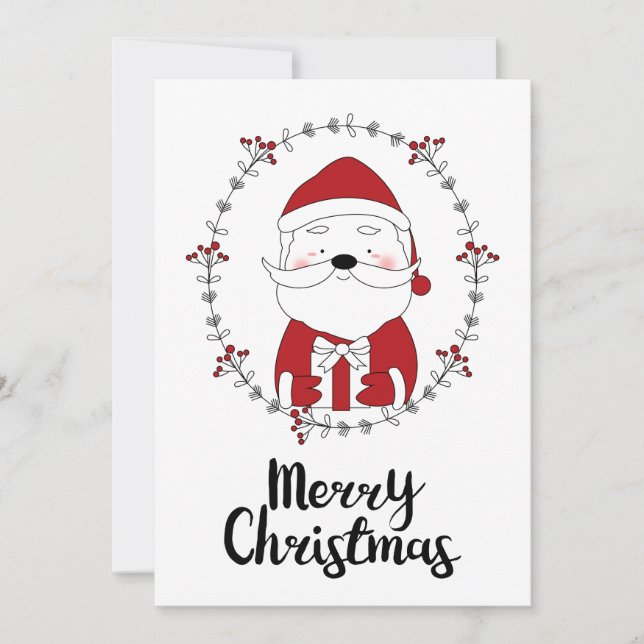 FOTO HOLIDAY CARD | Frohe Weihnachten Doodle Santa (Vorderseite)