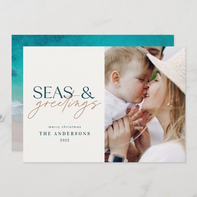 Foto Holiday Card für moderne Strandfamilie (Vorne/Hinten)