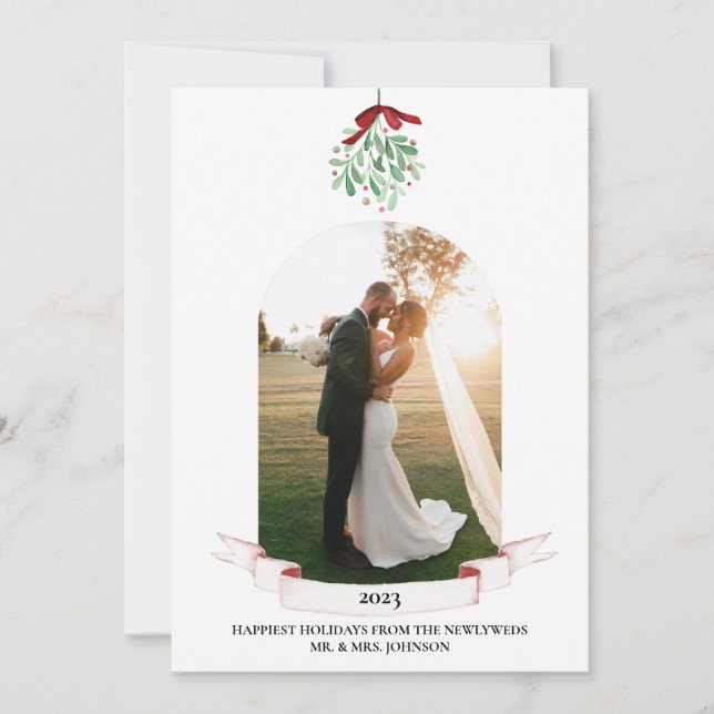 Foto Holiday Card neu verheiratet Feiertagskarte (Vorderseite)