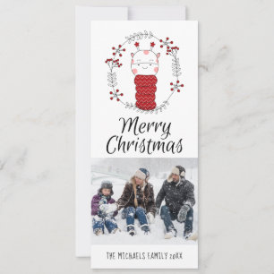 FOTO HOLIDAY CARD Niedlich Doodle Giraffe Scarf Feiertagskarte