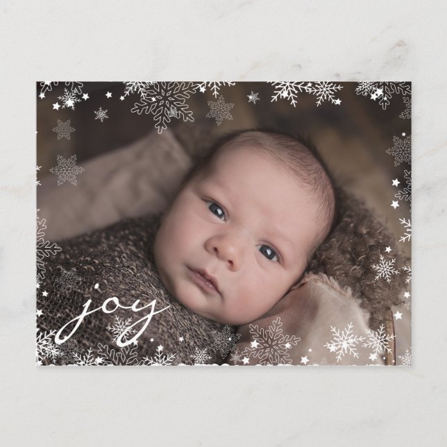FOTO HOLIDAY CARD | Winterweihnachtsschneeflocken Feiertagspostkarte (Vorderseite)