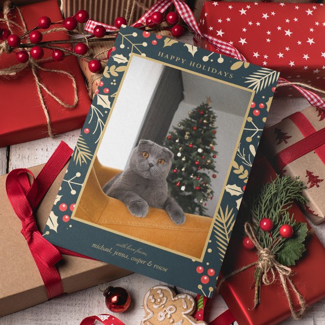 FOTO HOLIDAY | Goldene Weihnachtsfeier & Berries Feiertagskarte (Von Creator hochgeladen)