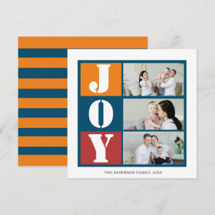 Foto Holiday Joy Farbblock-Streifenkarte Einladung