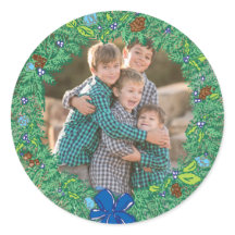 Foto Holiday Sticker: Runder Hanukkah-Kranrahmen