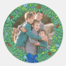 Foto Holiday Sticker: Runder Hanukkah-Kranrahmen Runder Aufkleber