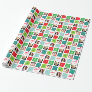 FOTO HOLIDAY WRAP Stern Rot-Blau Geschenkpapier