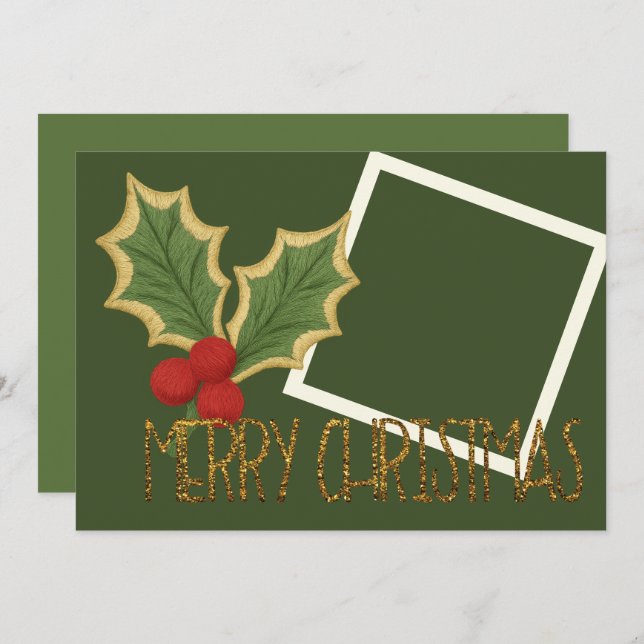 Foto Holly Berries Stickereien Weihnachten (Vorne/Hinten)