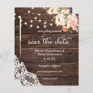 Foto Holz, Spitzen Rosa Save the Date