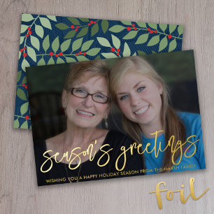 Foto horizontal Jahreszeit Grüße botanisches Gold Folien Feiertagskarte