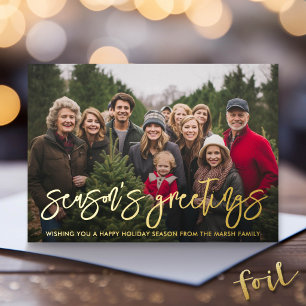Foto horizontal Weihnachtsgrüße botanisch gold Folien Feiertagskarte