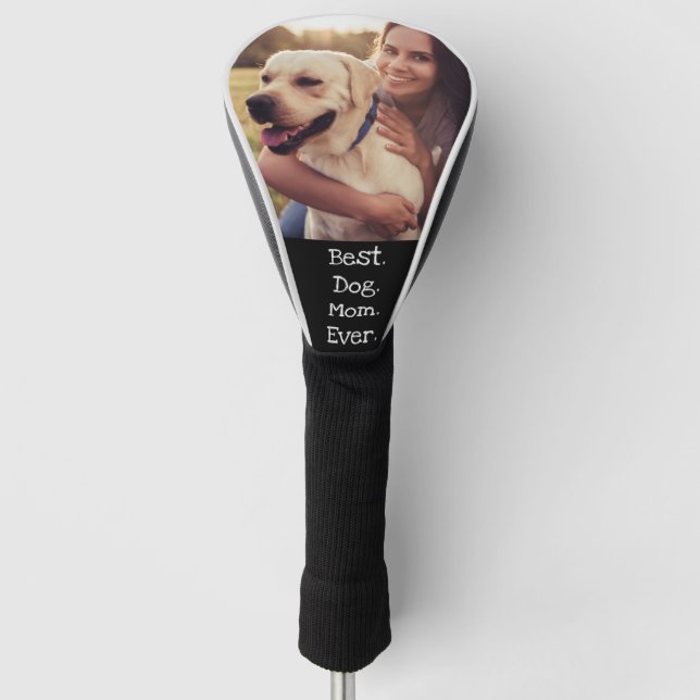 Foto Hund Personalisiert Beste Hund-Mama je Schwar Golf Headcover (Vorderseite)