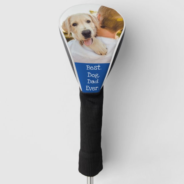 Foto Hund Personalisiert Bester Hund Vater je blau Golf Headcover (Vorderseite)