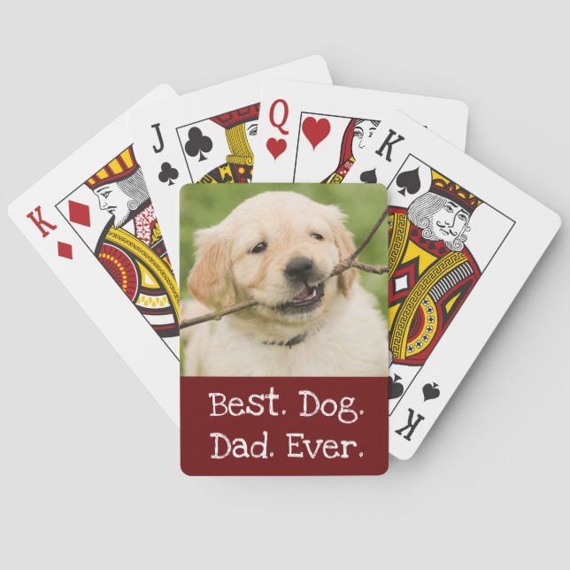 Foto Hund Personalisiert Bester Hund Vater je rot  Spielkarten (Rückseite)