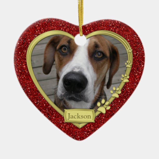 Foto Hunde Weihnachten - Herz Keramikornament (Vorne)